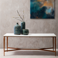 Orsina Nirav White Marble Coffee Table with Copper Iron Legs