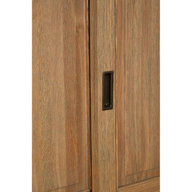 Orsina Lyon Oak Wood Tall Cabinet – Sliding Glass Doors & Grey Finish