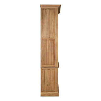 Orsina Lyon Oak Wood Tall Cabinet – Sliding Glass Doors & Grey Finish