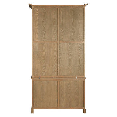 Orsina Lyon Oak Wood Tall Cabinet – Sliding Glass Doors & Grey Finish