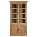 Orsina Lyon Oak Wood Tall Cabinet – Sliding Glass Doors & Grey Finish