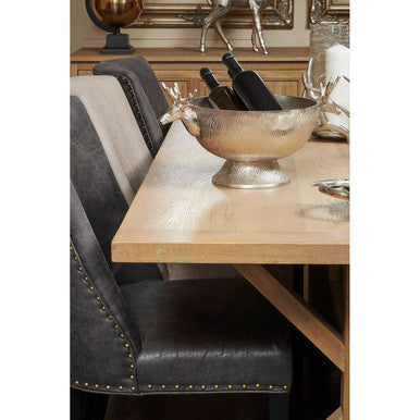 Orsina Lyon Aged Grey Oak Dining Table – Solid Wood Cross Base