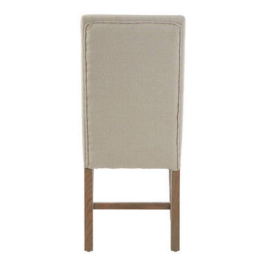 Orsina Lyon Beige Linen Dining Chair – Tufted Back with Oak Legs