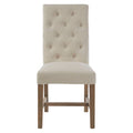 Orsina Lyon Beige Linen Dining Chair – Tufted Back with Oak Legs