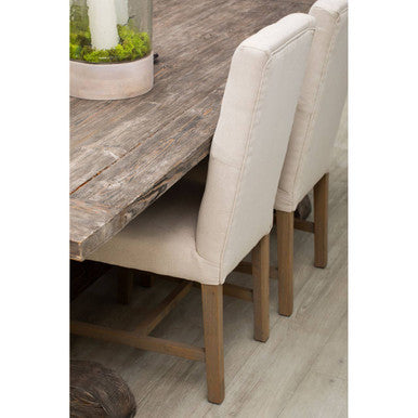 Orsina Lyon Beige Linen Dining Chair – Tufted Back with Oak Legs