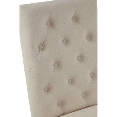 Orsina Lyon Beige Linen Dining Chair – Tufted Back with Oak Legs