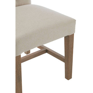 Orsina Lyon Beige Linen Dining Chair – Tufted Back with Oak Legs