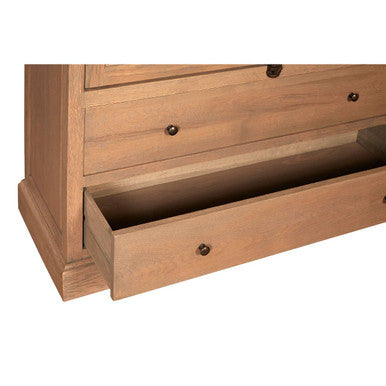 Orsina Lyon Tall Oak Wood Display Cabinet with Glass – Washed Grey