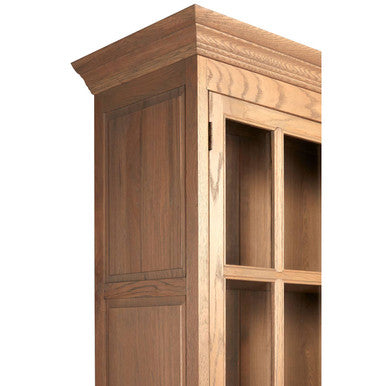 Orsina Lyon Tall Oak Wood Display Cabinet with Glass – Washed Grey
