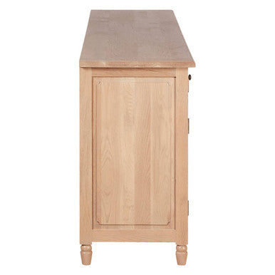 Orsina Lyon Oak Wood Sideboard | Washed Grey 4-Door Glass Buffet