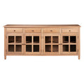 Orsina Lyon Oak Wood Sideboard | Washed Grey 4-Door Glass Buffet
