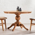 Orsina Lyon Round Natural Oak Wood Dining Table with Pedestal Base