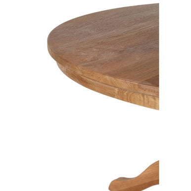 Orsina Lyon Round Natural Oak Wood Dining Table with Pedestal Base