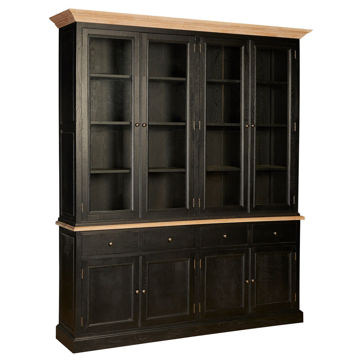 Orsina Lyon Black Oak Wood Large Cabinet – Colonial Style Storage Unit