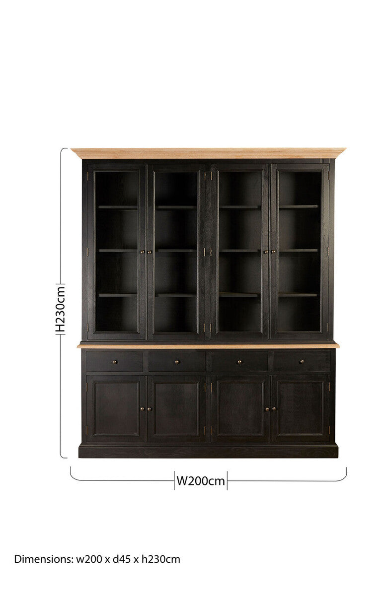 Orsina Lyon Black Oak Wood Large Cabinet – Colonial Style Storage Unit