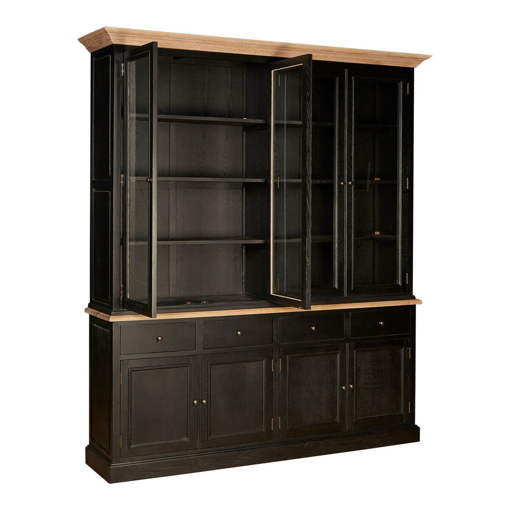 Orsina Lyon Black Oak Wood Large Cabinet – Colonial Style Storage Unit
