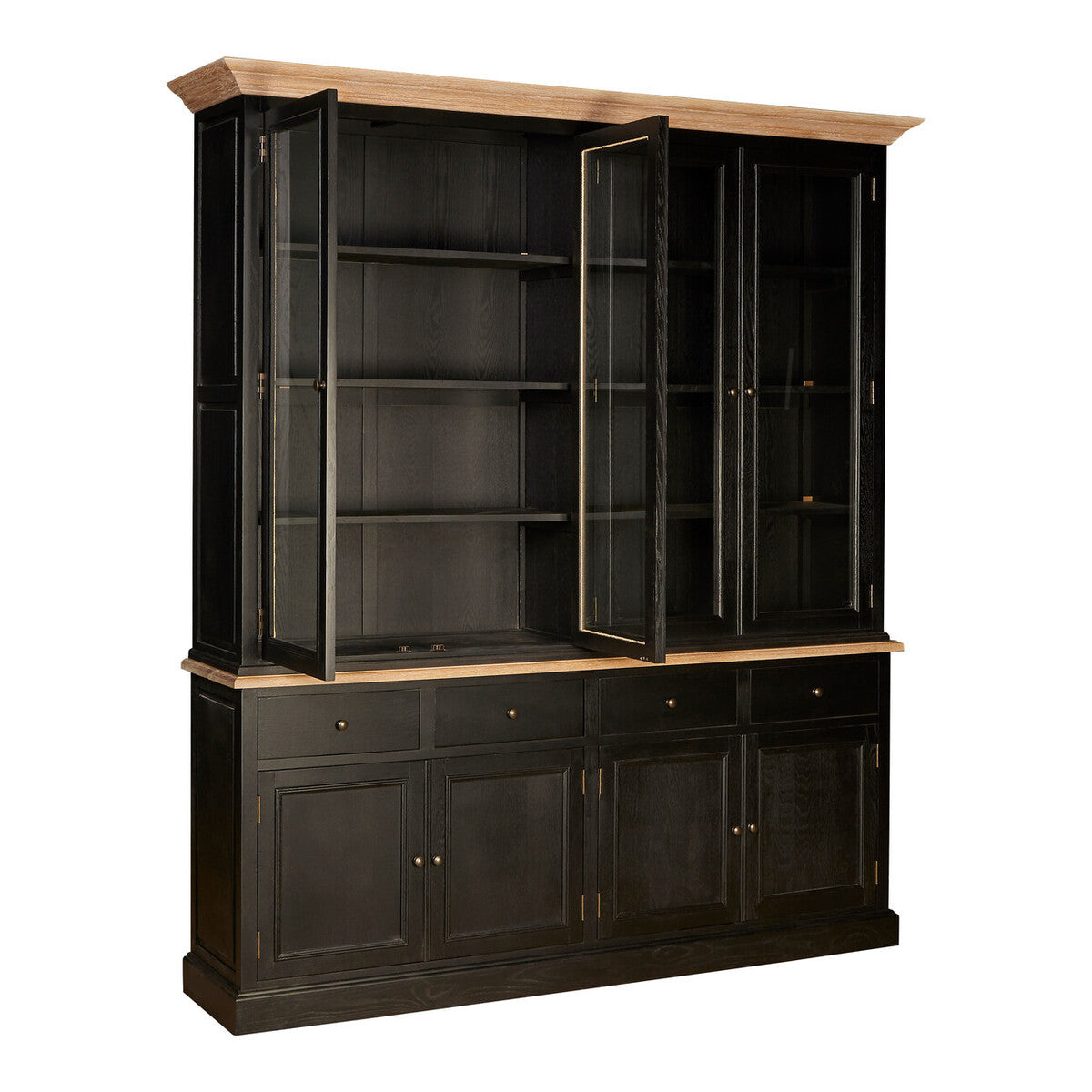 Orsina Lyon Black Oak Wood Large Cabinet – Colonial Style Storage Unit