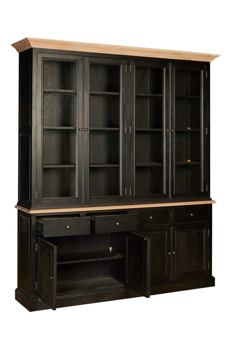 Orsina Lyon Black Oak Wood Large Cabinet – Colonial Style Storage Unit