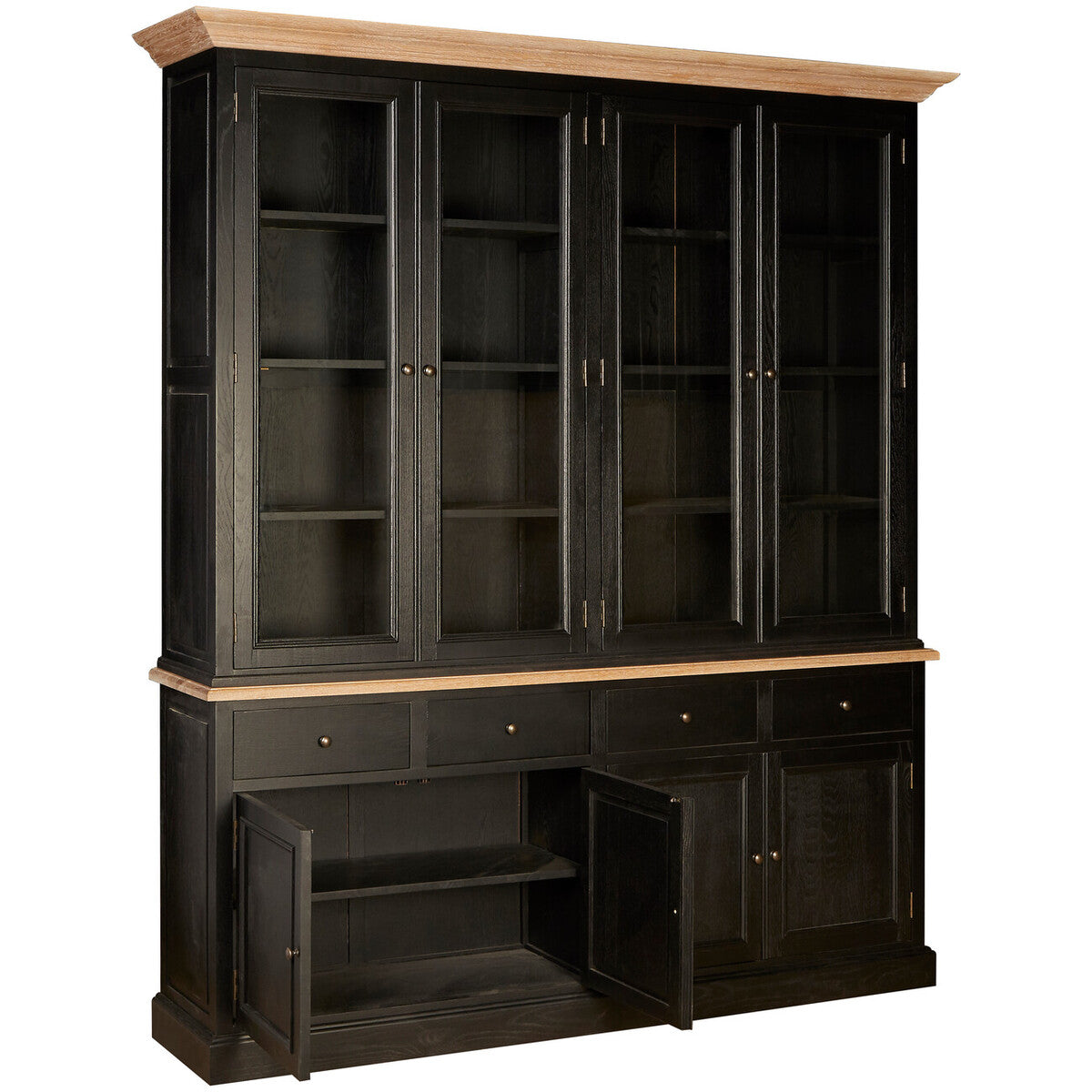 Orsina Lyon Black Oak Wood Large Cabinet – Colonial Style Storage Unit
