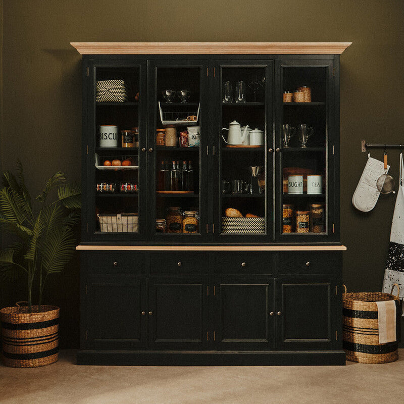 Orsina Lyon Black Oak Wood Large Cabinet – Colonial Style Storage Unit