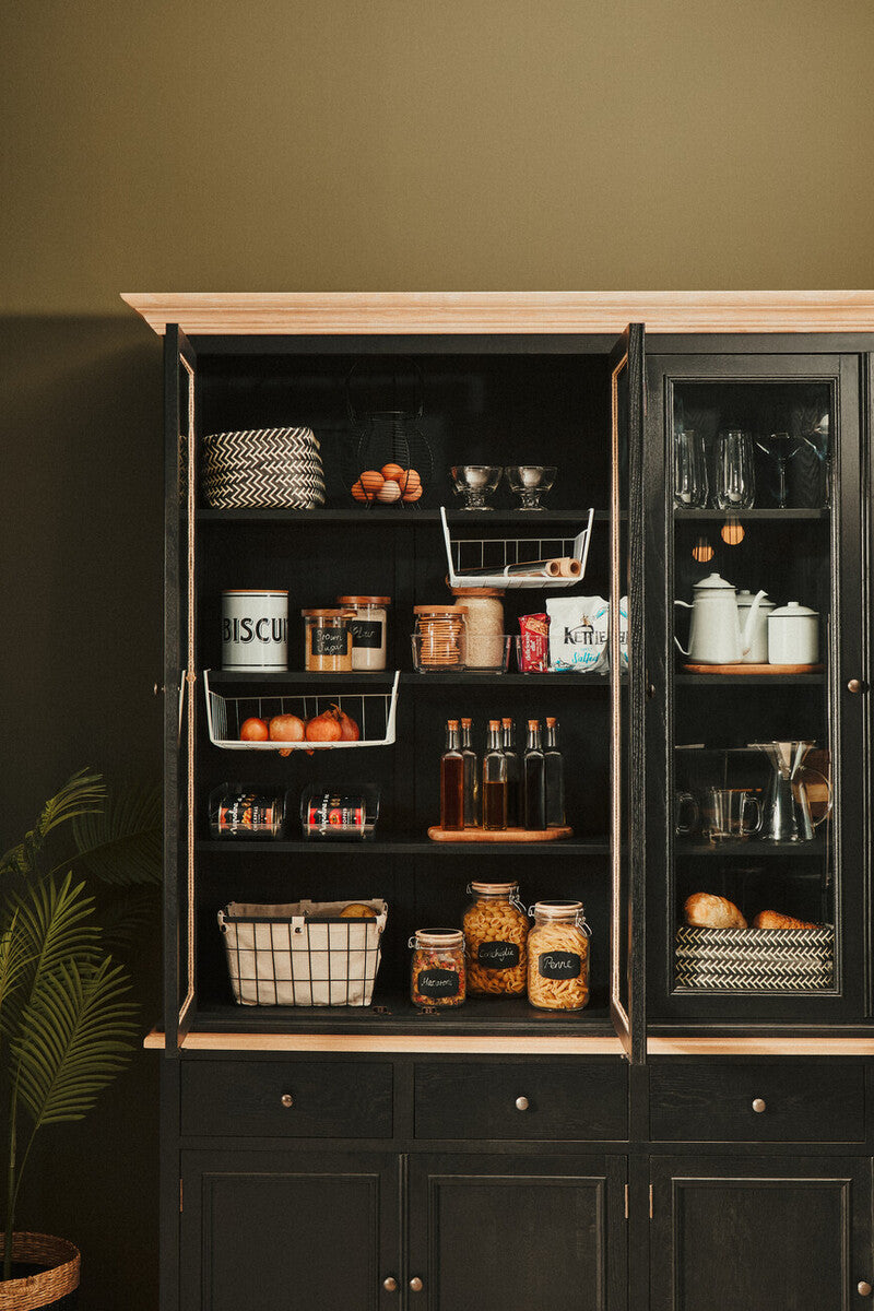 Orsina Lyon Black Oak Wood Large Cabinet – Colonial Style Storage Unit
