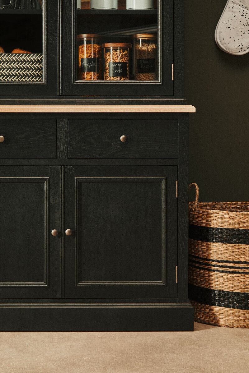 Orsina Lyon Black Oak Wood Large Cabinet – Colonial Style Storage Unit