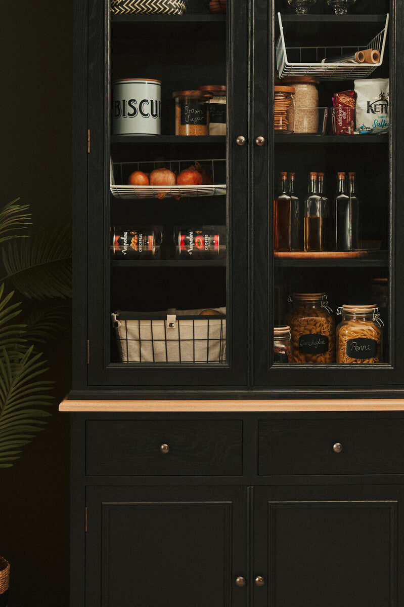 Orsina Lyon Black Oak Wood Large Cabinet – Colonial Style Storage Unit