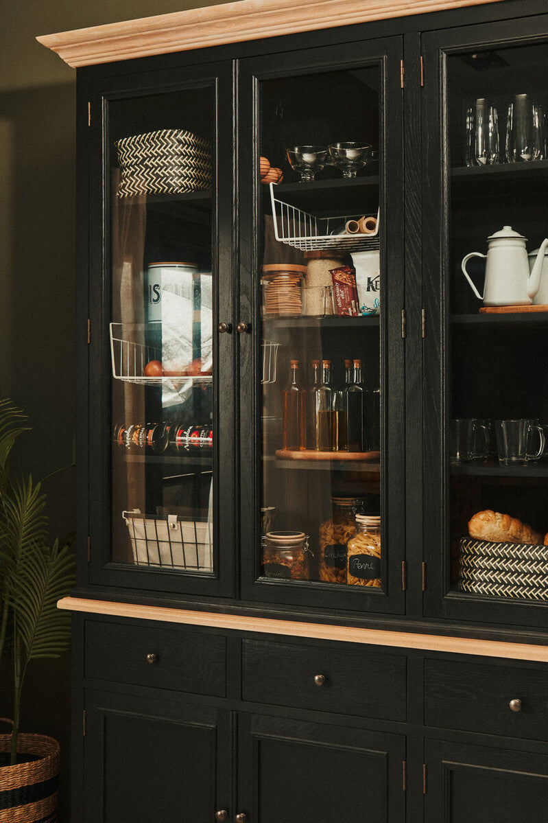 Orsina Lyon Black Oak Wood Large Cabinet – Colonial Style Storage Unit