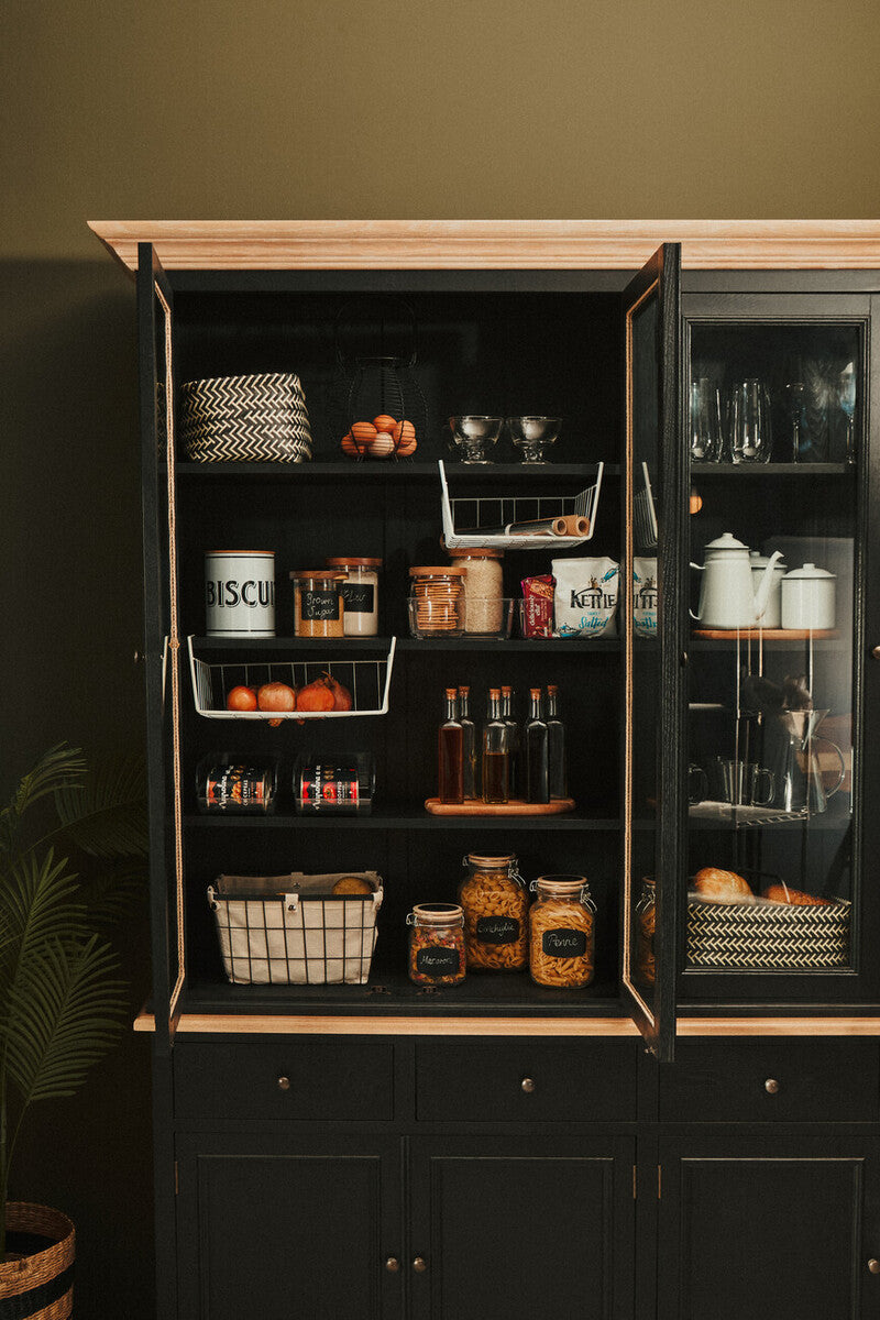 Orsina Lyon Black Oak Wood Large Cabinet – Colonial Style Storage Unit