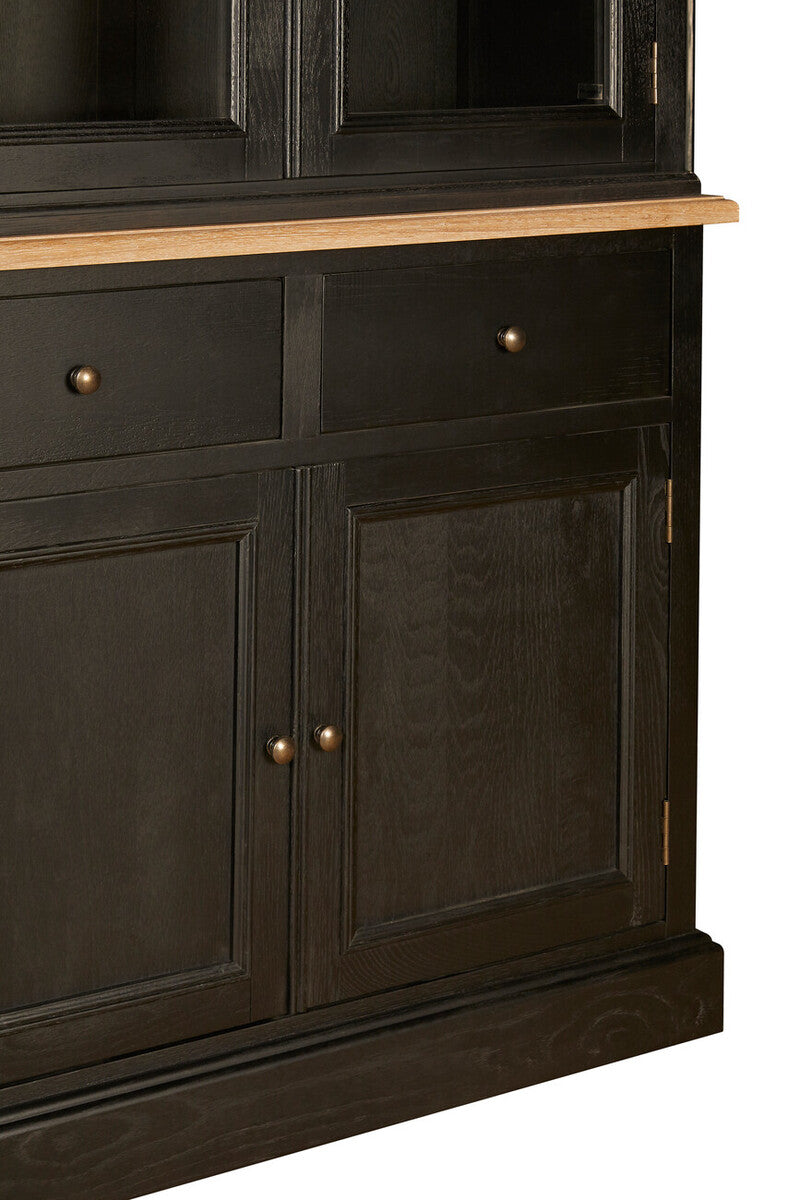 Orsina Lyon Black Oak Wood Large Cabinet – Colonial Style Storage Unit
