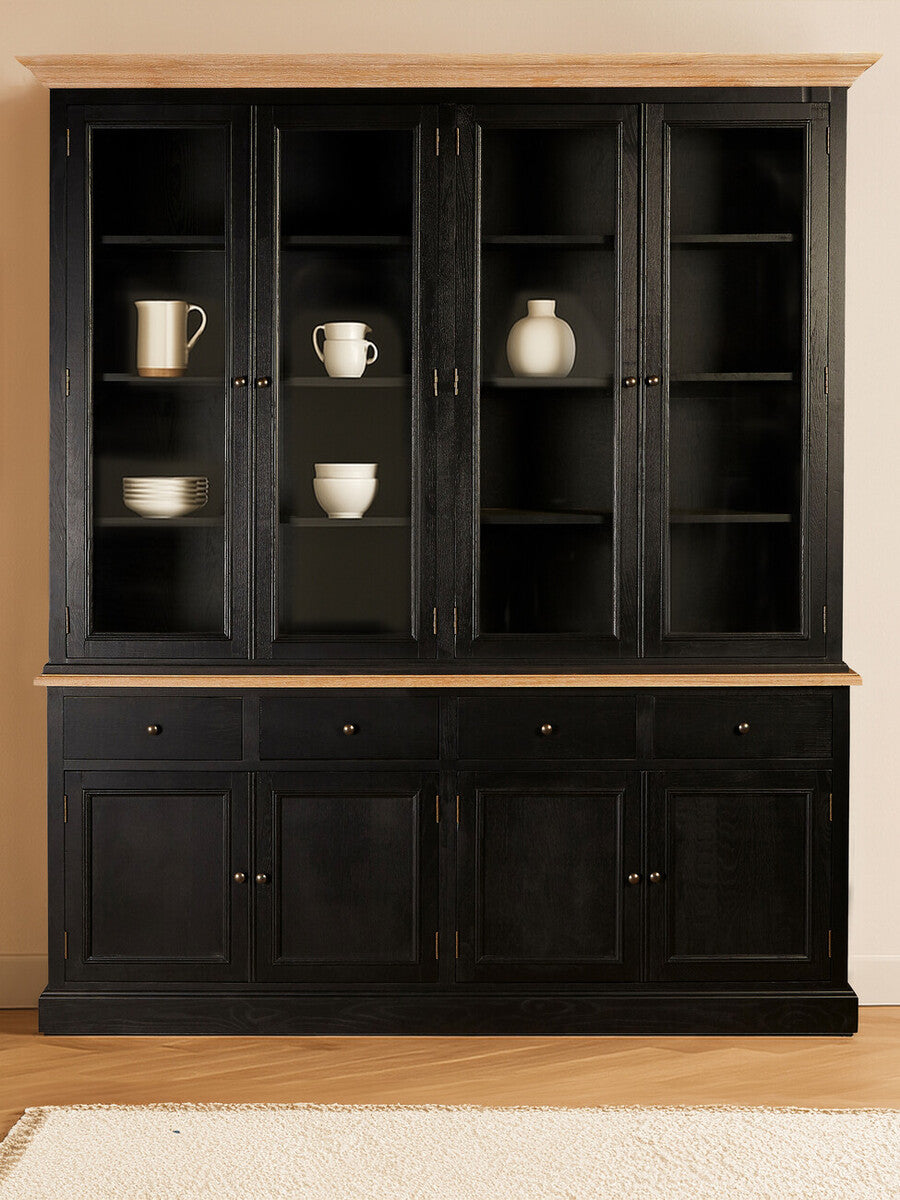 Orsina Lyon Black Oak Wood Large Cabinet – Colonial Style Storage Unit