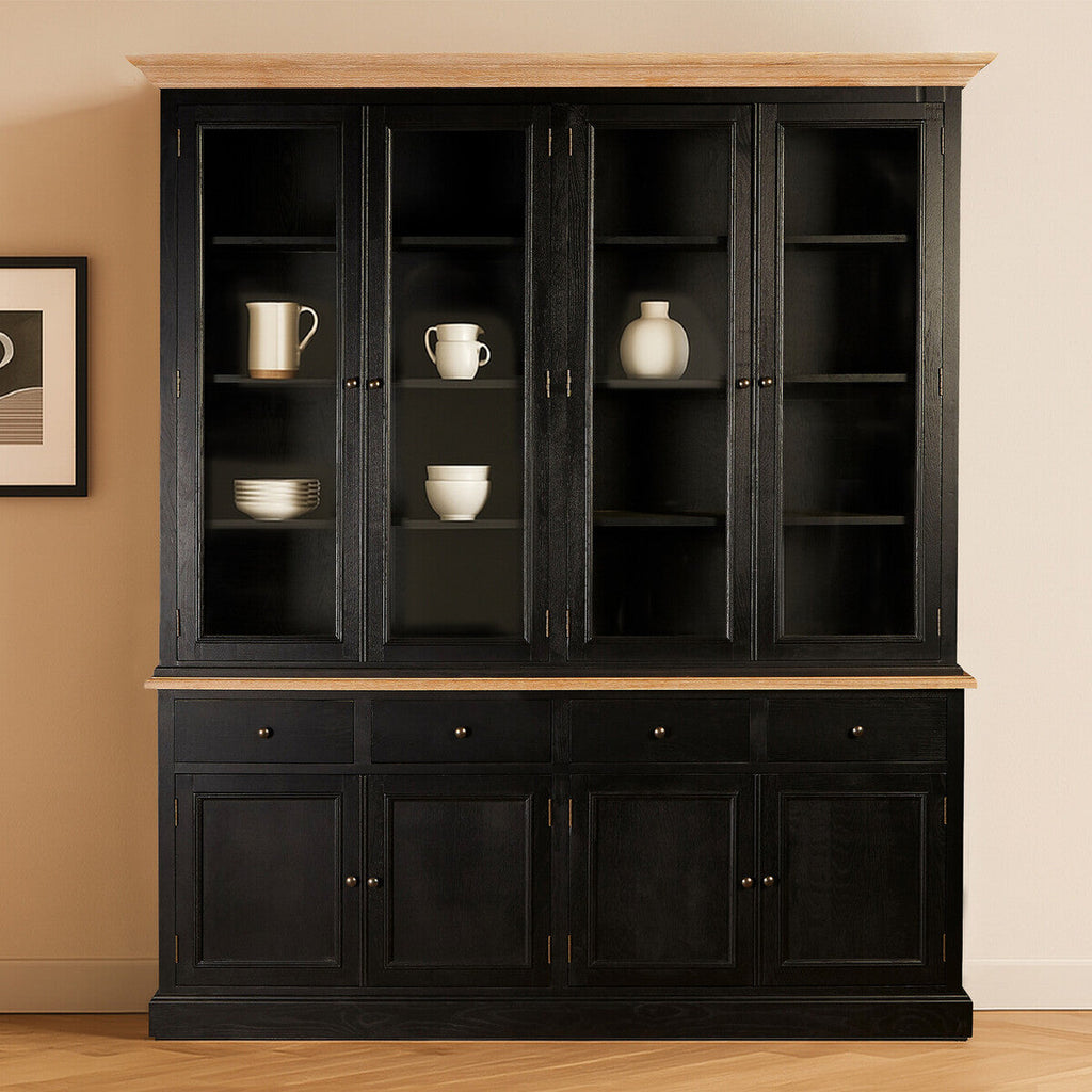 Orsina Lyon Black Oak Wood Large Cabinet – Colonial Style Storage Unit
