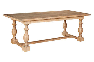 Orsina Lyon Whitewash Oak Dining Table – Rectangular Carved Leg Table