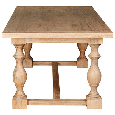 Orsina Lyon Whitewash Oak Dining Table – Rectangular Carved Leg Table