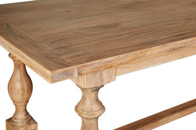 Orsina Lyon Whitewash Oak Dining Table – Rectangular Carved Leg Table