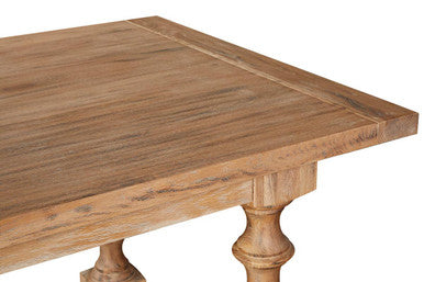 Orsina Lyon Whitewash Oak Dining Table – Rectangular Carved Leg Table