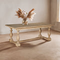 Orsina Lyon Whitewash Oak Dining Table – Rectangular Carved Leg Table