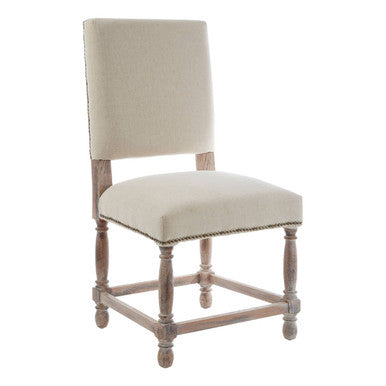 Orsina Lyon Linen Dining Chair | Upholstered Oak Wood Whitewash