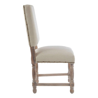 Orsina Lyon Linen Dining Chair | Upholstered Oak Wood Whitewash