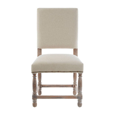 Orsina Lyon Linen Dining Chair | Upholstered Oak Wood Whitewash