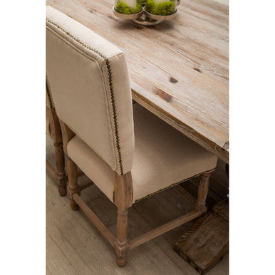 Orsina Lyon Linen Dining Chair | Upholstered Oak Wood Whitewash