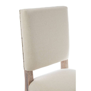 Orsina Lyon Linen Dining Chair | Upholstered Oak Wood Whitewash