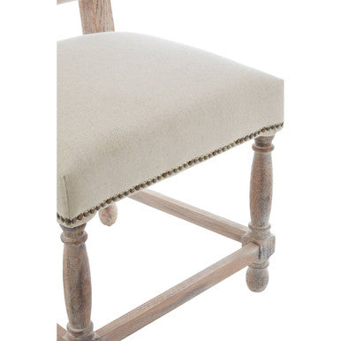 Orsina Lyon Linen Dining Chair | Upholstered Oak Wood Whitewash