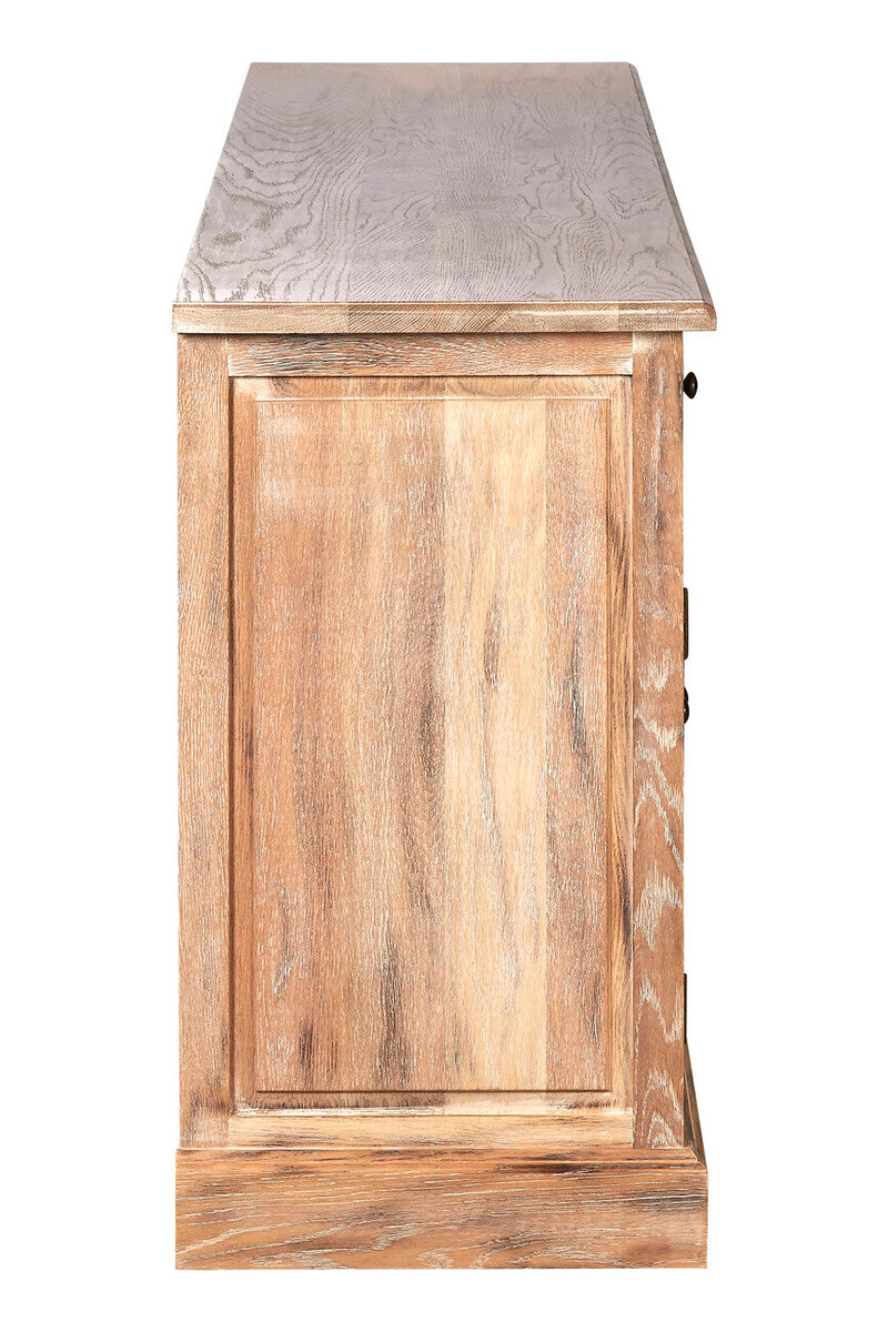 Orsina Lyon Oak Wood Sideboard – Whitewash Finish Storage Cabinet