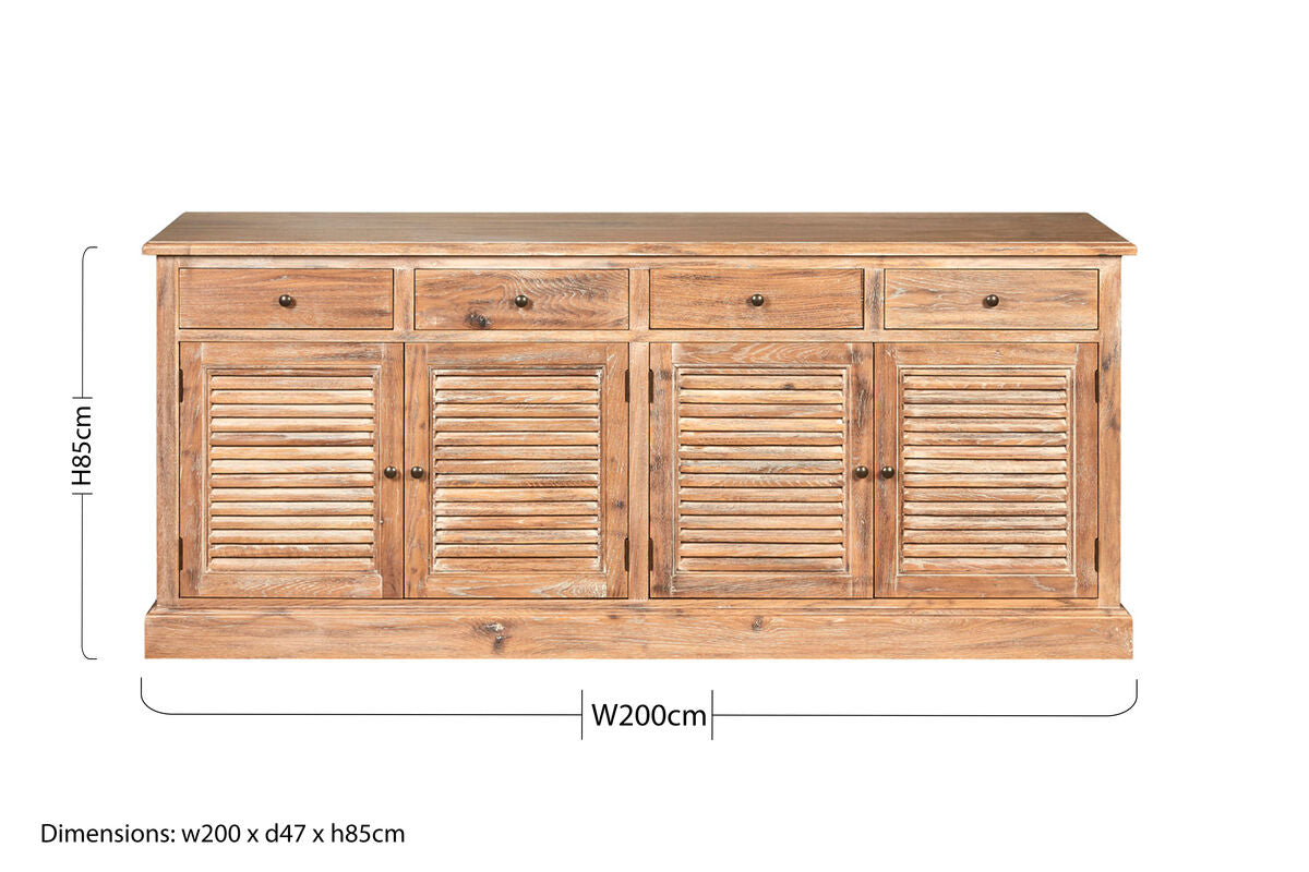 Orsina Lyon Oak Wood Sideboard – Whitewash Finish Storage Cabinet