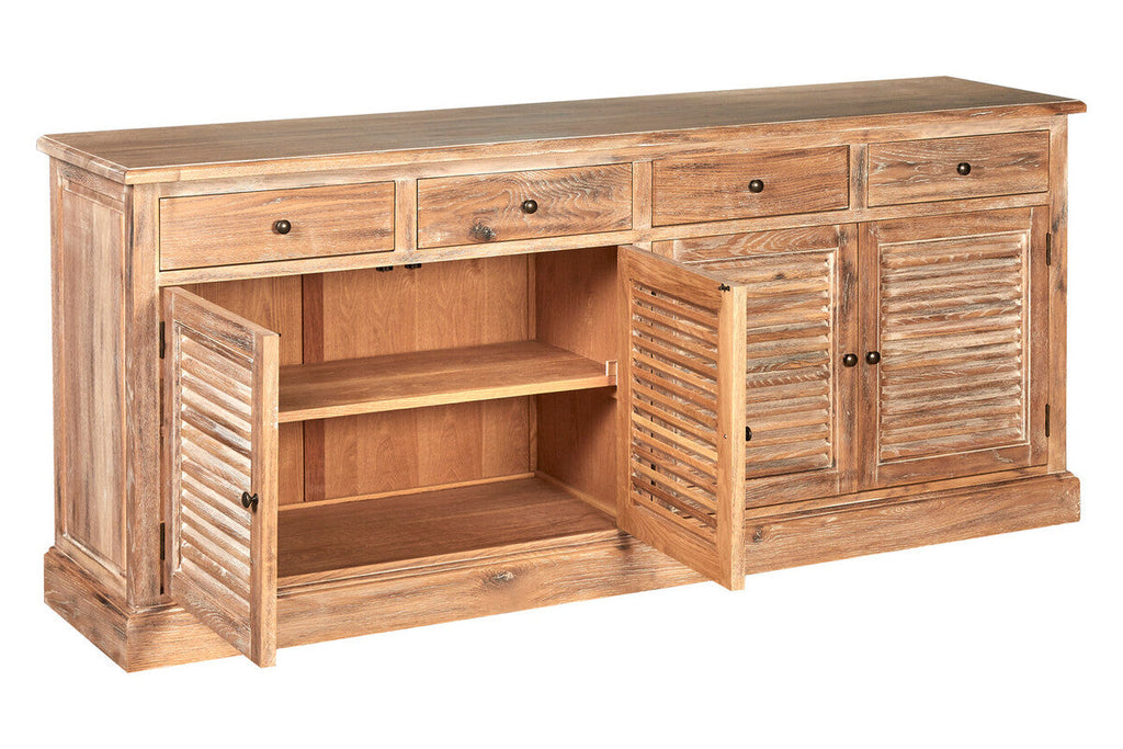Orsina Lyon Oak Wood Sideboard – Whitewash Finish Storage Cabinet