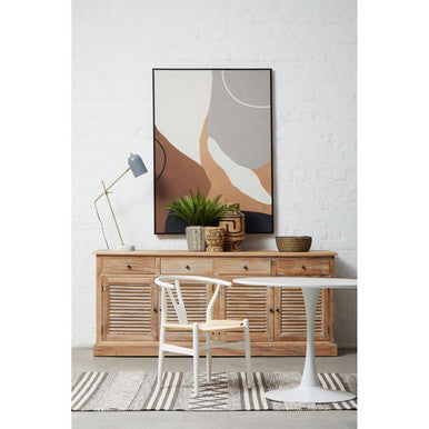 Orsina Lyon Oak Wood Sideboard – Whitewash Finish Storage Cabinet