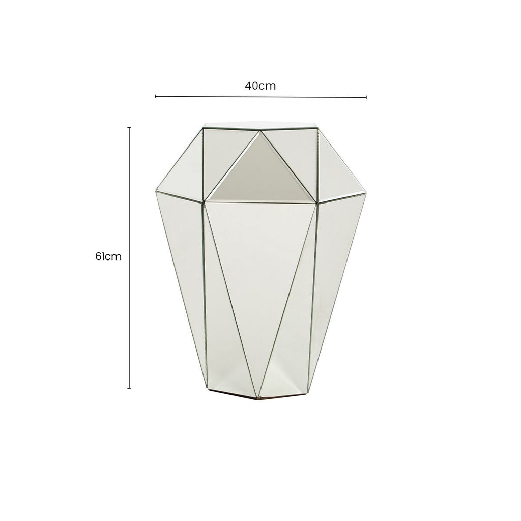 Orsina Kensington Townhouse Silver Mirrored Faceted Side Table