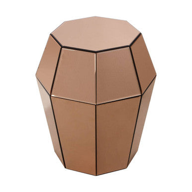 Orsina Rose Gold Faceted Mirrored Glass Side Table | Kensington Townhouse