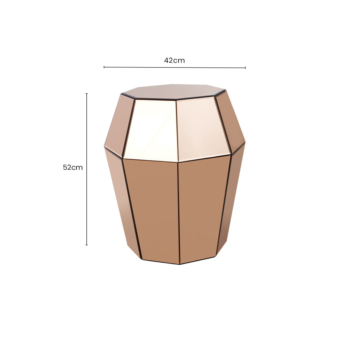 Orsina Rose Gold Faceted Mirrored Glass Side Table | Kensington Townhouse